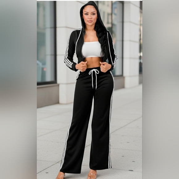Black Stripe Tracksuit Set | Y2K Streetwear Athleisure | XL - Picture 9 of 12